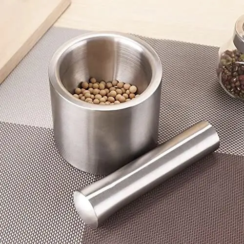 Produktbild: MOUMOUTEN Mörser-Stößel-Set – Gewürzmühle, Pulvermühle, Knoblauchmühle, Nussmühle, Edelstahlmühle, Küchenmühle, Lebensmittelzerkleinerer