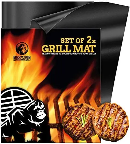 Produktbild: MOUNTAIN GRILLERS BBQ Grillmatte 2er-Set Antihaft Feuerfeste Backmatte für Gasgrill und Holzkohlegrill - wiederverwendbares Grillzubehör - Pflegeleicht und geschirrspülergeeignet