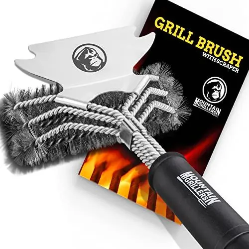 Produktbild: Mountain Grillers Grillbürste mit robusten Borsten und scharfem Schaber - Diese Grill Drahtbürste reinigt Metallgrills ohne Beschädigungen, grillbesteck