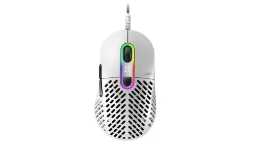 Produktbild: Mountain PC Gaming Maus mit Kabel “Makalu 67” - Ergonomische RGB Maus - Light Gaming Mouse mit PixArt PAW3370 Sensor - Pc Maus mit Kabel - Material PTFE - Computer Maus (Weiß)