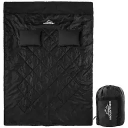 Produktbild: MOUNTREX Doppelschlafsack - Sommer Schlafsack für 2 Personen (210 x 150cm), Deckenschlafsack - XXL Sommerschlafsack mit 2 Kopfkissen für Erwachsene - Camping, Outdoor & Indoor (Schwarz)