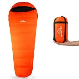 Produktbild: MOUNTREX® Schlafsack - Kleines Packmaß & Ultraleicht (760g) - Outdoor Sommer Schlafsack, Mumienschlafsack (205x80cm) - Kompakt, Warm und Leicht für Camping, Reise oder Festival - Koppelbar