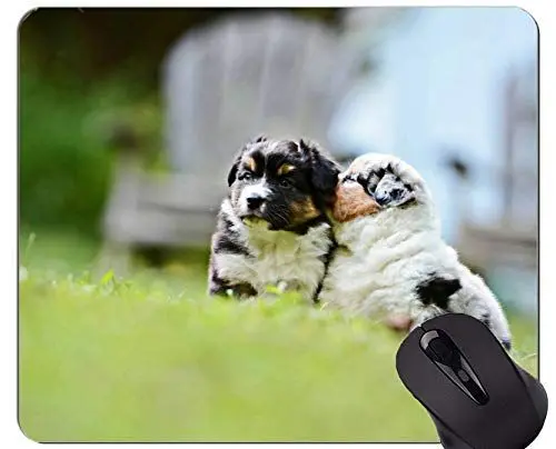Produktbild: Mousemat-Mausunterlagen, Haustier-Welpen Australian Shepherd Dogs - Genähte Kanten