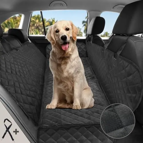 Produktbild: Moveland Hundedecke für Auto Rücksitz - Kratzfest & Rutschfest mit Seitenklappen - Wasserdicht, Maschinenwaschbar für Autos, LKWs und SUVs