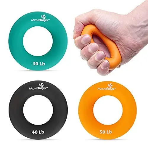 Produktbild: MoveRays Handgriffstärker und Trainer - Unterarm Finger Handgrifftrainer, Silikonringe für Muskeltraining Sport, Klettern, Bouldern, Fitness