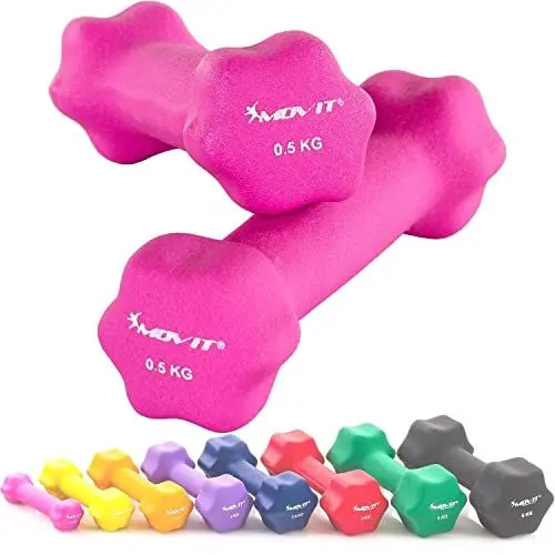 Produktbild: MOVIT 2er Set Neopren Hanteln, Kurzhanteln mit Oberfläche aus Neopren, 2x 0,5kg Pink
