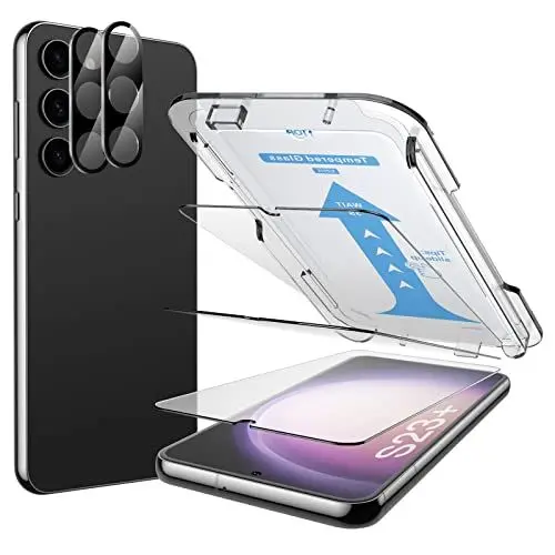 Produktbild: Mowei 3+2 Stück Displayschutz für Galaxy S23 Plus Glas Schutzfolie, 3X 9H Schutzglas & 2X kameraschutz (Fingerabdruck-ID unterstützen) Hüllenfreundlich Kompatibel mit Samsung S23+