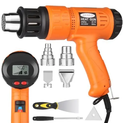 Produktbild: MOWIS 2000W Heißluftpistole Mit LCD-Anzeige 100~600℃ Einstellbare Temperatur Professional Heißluftfön für Embossing Gezielten Farbentfernen Löten Schrumpfen Heißluftgebläse