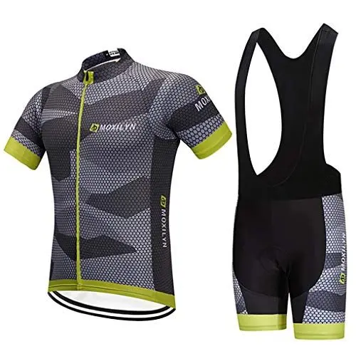 Produktbild: Moxilyn Herren Radtrikot Set Fahrrad Trikot Kurzarm+Radhose mit 12D Gel Sitzpolster,Schnelltrocknend Atmungsaktives Shirt,Ursprüngliche Gaze Radjacke und Radhose,Schnell Schwitzen Hohe Elastizität