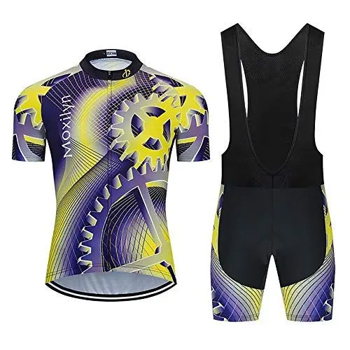 Produktbild: Herren Radtrikot Set Fahrrad Trikot Kurzarm Langarm + Radhose mit Sitzpolster Radsport-Anzüge
