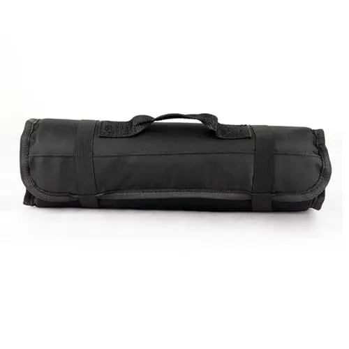 Produktbild: MOZUO Kochmesser-Rolltasche, Oxford-Stoff, tragbare Gabelmessertasche mit Griff, geeignet für Geschäftsreisen, Reisen, Ausflüge (Schwarz)