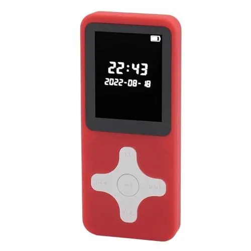 Produktbild: MP3-Player, Bluetooth 5.0 1,77 Zoll LCD-Musik-Player, Tragbarer HiFi-Musik-Player mit FM-Radio-Recorder, Wecker, Elektronisches Buch, Tragbarer MP3-Player für (Rot)