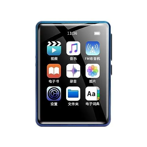 Produktbild: MP3-Player mit Bluetooth, 2,4-Zoll-HD-Touchscreen, HiFi-Musikplayer mit Rauschunterdrückung und Elektronischem FM-Buch, Tragbarer HiFi-Sound-Walkman für Studenten und Kinder (Blau)