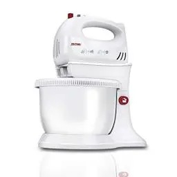 Produktbild: MPM MMR-16Z Teigknetmaschine mit Rotierender Schüssel 3,4 L, BPA frei, Knetmaschine Küchenmaschine, 5 Geschwindigkeiten + Turbo, Stangen und Knethaken Edelstahl, Weiß, 750W
