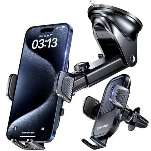 Produktbild: MP-MALL Handyhalterung Auto <strong>Super Saugnapf & Super Stahlhaken:</strong>  Upgrade Universal für Armaturenbrett Scheibe iPhone 15 Pro Max 14 13 12 Samsung (Schwarz)