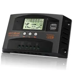 Produktbild: MPPT 100A Solar Laderegler 12V 24V Solarregler, MPPT Solarladeregler 100A mit Temperatursensor LCD Display 2 USB Ports, Controller Passend für 12V 24V Sonnenkollektor Blei Säure und Lithium Batterie