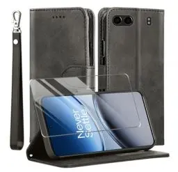 Produktbild: MQERYBV Kompatibel mit OnePlus Nord 4 Hülle, Leder Flip Stoßfeste Handyhülle, Magnetische Schutzhülle Silikon TPU(Kartenfach)(Standfunktion)(1X Displayschutzfolie) Case -Schwarz