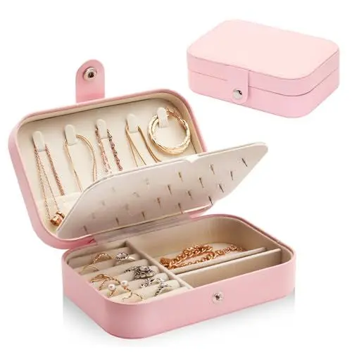 Produktbild: Mr Cozy Reise-Schmuckkästchen Schmuckkästchen Schmuckbox Jewelry Organizers - für Damen Mädchen,Schmuckschatulle Schmuck Organizers Aufbewahrungs für Ringe Armbänder Ohrringe Halskette Geschenk - Rosa