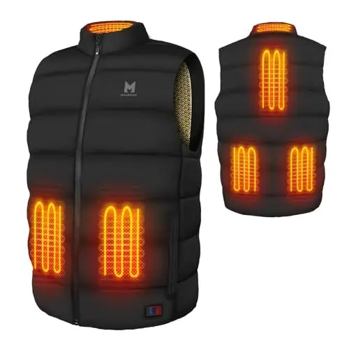 Produktbild: Beheizbare Weste, Heizweste für Herren Damen, 6-Heizzone, 3-Temperatur-Niveau Leichte Beheizte Weste für Outdoor-Wintersport (DE/NL/SE/PL, Alphanumerisch, XL, Regular, Regular, Black-Down Vest)