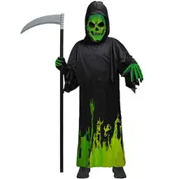 Produktbild: Mrisata Halloween-Sensenmann-Kostüm, Im Dunkeln Leuchtendes Deluxe-Phantom-Kostüm, Leuchtendes Halloween-Comic-Charakter-Kostüm, Leuchtendes, Gruseliges Halloween-Party-Cosplay-Kostüm (M)