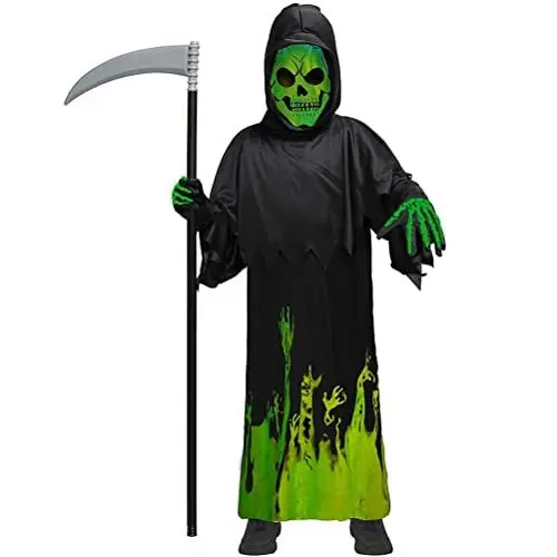 Produktbild: Mrisata Halloween-Sensenmann-Kostüm, Im Dunkeln Leuchtendes Deluxe-Phantom-Kostüm, Leuchtendes Halloween-Comic-Charakter-Kostüm, Leuchtendes, Gruseliges Halloween-Party-Cosplay-Kostüm (M)