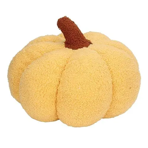 Produktbild: Mrisata Kürbis-Plüschtiere, Weiche, Flauschige Simulation, Dekoratives Kürbis-Wurfkissen, Halloween, Weihnachten, Heimdekoration für Alle Altersgruppen (Gelb)