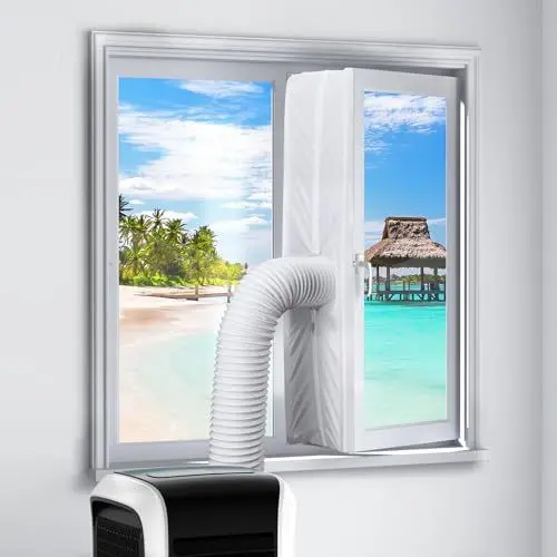 Produktbild: Mrrihand Fensterabdichtung für Mobile Klimageräte 400cm mit Reißverschluss, Befestigungsbänder, Klebeband, Klimaanlage Fensterabdichtung Wasserdicht Einfach zu Installieren(Rohr nicht inbegriffen)