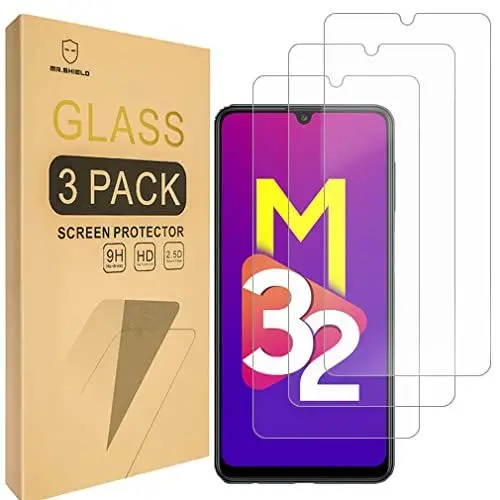 Produktbild: Mr.Shield Schutzfolie Kompatibel mit Samsung Galaxy M32 4G (3 Stück) Schutzglas Schutzglasfolie 9H Härte, HD Klare Displayschutzfolie
