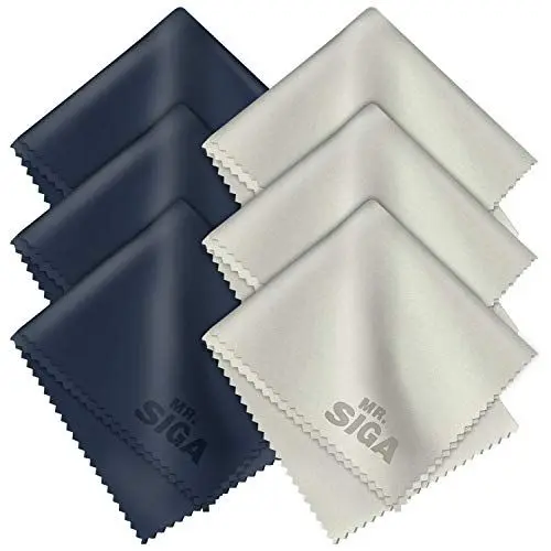 Produktbild: MR.SIGA Hochwertig Mikrofaser Reinigungstücher Brillenputztuch für Brillen, Bildschirme, Tabletten, Gläser, 6er Pack, 6 x 7 Zoll (15 x 18 cm), Marine/Grau