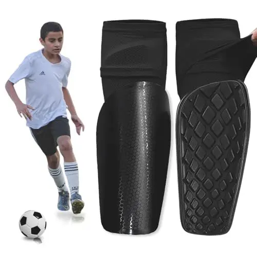 Produktbild: Mr.Sun Schienbeinschoner zum Einschieben für Fussball Fußball Football Shin Pads Klein Mini Herren Kinder Halter Zubehör Socken Stutzen Mitbringen rutschfest Extra Dünn mit Polster 6.3×3.15 Inch
