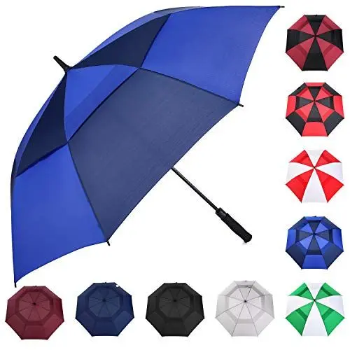 Produktbild: MRTLLOA Automatischer, öffnender, schwarzer Golf-Regenschirm, extra groß, übergroß, doppeltes Baldachin, belüftet, winddicht, wasserdicht, Stockschirme für Regen (Royal/Navy Blue, 68 Inch)