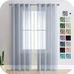 Produktbild: MRTREES Voile Gardinen Vorhang halbtransparent mit Ösen in Leinenoptik Stores Gardinen Schals für Wohnzimmer Schlafzimmer Kinderzimmer Grau 245×140cm (H×B) 2er Set