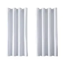 Produktbild: MRTREES Vorhang Blickdicht Gardinen Thermovorhang mit Ösen Verdunklungsvorhang Ösenschal Vorhänge Kurz Modern 160×140cm(H×B) Weißgrau 2er Set für Hotels Büros Wohnzimmer Schlafzimmer Kinderzimmer