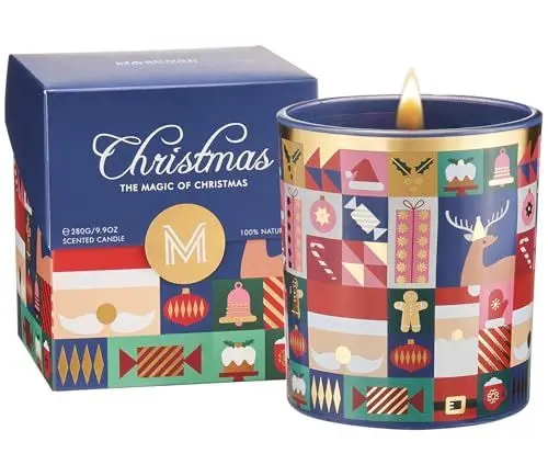 Produktbild: M&SENSE Apfel& Vanille Duftkerzen Weihnachten 55 Std. Natürliche Sojawachskerze für Zuhause 280g Ungiftige Kerze fürs Badezimmer Weihnachtsduftkerze Geschenkidee MSSDOEU1O3
