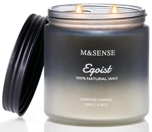 Produktbild: M&SENSE Egoist Lavendel Sandelholz Duftkerzen für Männer 2-Docht-Großkerze aus natürlichem Sojawachs 330g 70 Std. lang anhaltend maskuline Kerzen Geschenk für Männer Weihnachten MSDDEU0702 PineForest