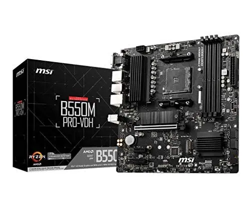 Produktbild: MSI B550M PRO-VDH (MATX Sockel AM4, AMD B550, 4 x DDR4, 1 x PCI Express 3.0 16x)