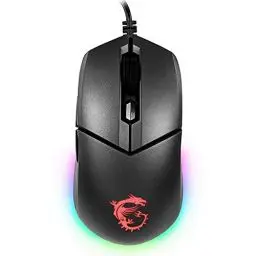 Produktbild: MSI Clutch GM11 Gaming Maus (kabelgebunden, PAW-3325 Sensor, 400 - 5000 DPI, 6 Tasten, schwarz, RGB Streifen, Red Logo)