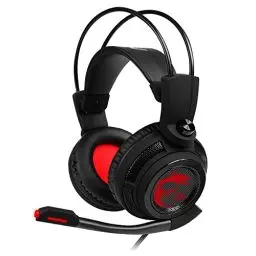 Produktbild: MSI DS502 GAMING HEADSET - Kopfhörer mit 7.1 Virtual Surround Sound, Vibrationssystem, 40mm Neodym-Teiber, omnidirektionales Mikrofon, Inline-Steuerung, USB 2.0 Anschluss - kabelgebunden, schwarz/rot