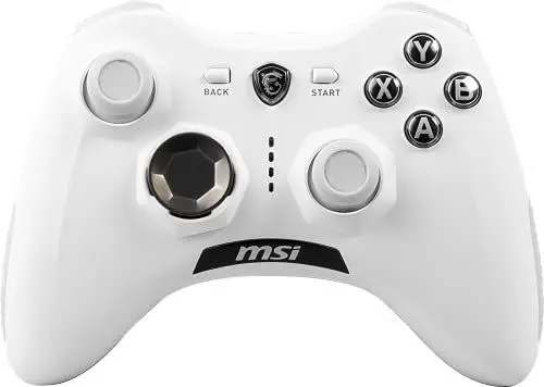 Produktbild: MSI FORCE GC30 V2 WHITE Kabelloser PC Gamepad Controller - 2,4 GHz, 600mAh Li-Ion Akku, austauschbare D-Pad Abdeckungen, zwei Vibrationsmotoren, USB 2.0 - weiß, kabelgebunden/kabellos
