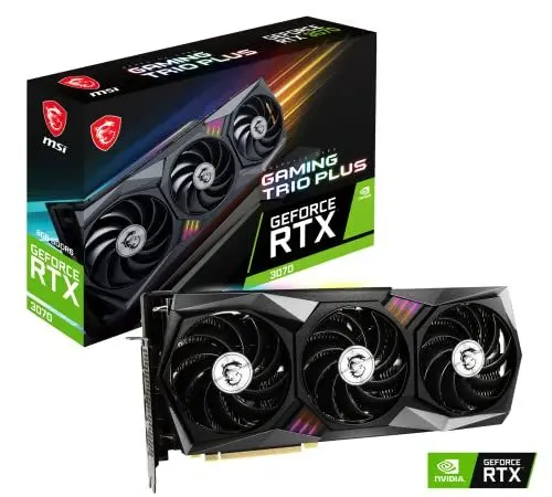 Produktbild: MSI GeForce RTX 3070 Gaming Trio Plus 8G LHR Gaming Grafikkarte - NVIDIA RTX 3070 LHR, GPU 1770 MHz, 8 GB GDDR6 Speicher