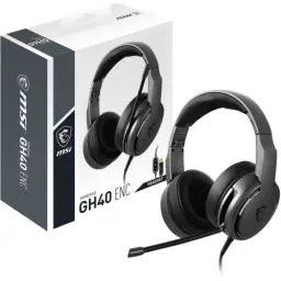 Produktbild: MSI IMMERSE GH40 ENC Gaming Headset - Mikrofon mit Geräuschunterdrückung, 7.1 Virtual Surround Sound Kopfhörer, leichtes, faltbares Design, 40mm Neodym-Treiber, USB 2.0 Anschluss - kabelgebunden