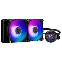 Produktbild: MSI MAG CORELIQUID 280R AIO CPU Wasserkühlung, drehbarer ARGB-Blockkopf, integrierte Kühlerpumpe,Split-Flow Wasserkühlung,verdampfungssichere Schläuche, einfache Montage,AMD- und Intel-kompatibel