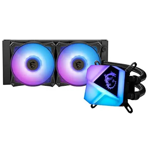 Produktbild: MSI MAG CORELIQUID C240 AIO CPU Wasserkühlung, spektakulärer ARGB-Blockkopf, integrierte Kühlerpumpe, Split-Flow Wasserkühlung, verdampfungssichere Schläuche, AMD & Intel kompatibel, 5 Volt