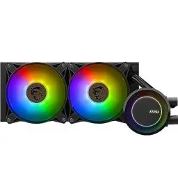 Produktbild: MSI MAG CORELIQUID E240 AIO CPU Wasserkühlung- Vergrößerte Kupferkühlplatte, ARGB Blockhead & FDB Lüfter, Zweikammer-Wasserblock, Split-Flow Radiator, Mystic Light, AMD & Intel kompatibel