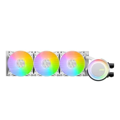 Produktbild: MSI MAG CORELIQUID E360 white AIO CPU Wasserkühlung - Vergrößerte Kupferkühlplatte, ARGB Blockhead, Zweikammer-Wasserblock, Split-Flow Radiator, Mystic Light - AMD & Intel Kompatibel