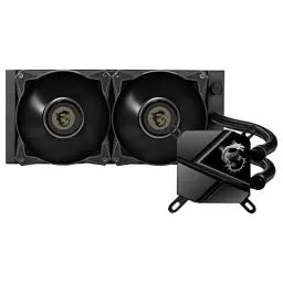 Produktbild: MSI MAG CORELIQUID P240 AIO CPU-Wasserkühlung, Klavierlackoptik-Schwarz, integrierte Lüfterpumpe, Split-Flow-Wasserkühlung, verdampfungssichere Schläuche, einfache Montage - AMD & Intel kompatibel
