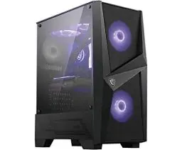 Produktbild: MSI MAG FORGE 100M Mid-Tower ATX Gehäuse (2x USB 3.1 Anschluss, 2x 120mm A-RGB Fan und 1x 120mm Fan im Lieferumfang, schwarz, RGB)