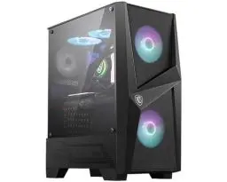 Produktbild: MSI MAG FORGE 100R Mid-Tower ATX Gehäuse (2x USB 3.1 Anschluss, 2x 120mm A-RGB Fan und 1x 120mm Fan im Lieferumfang, schwarz, RGB)