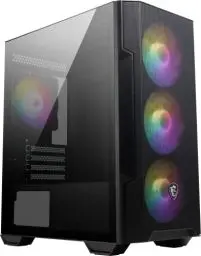 Produktbild: MSI MAG FORGE M100R Mini-Tower PC-Gehäuse, gehärtetes Glas, unterstützt Micro-ATX & Mini-ITX, Mesh-Front, 4x 120mm ARGB Lüfter mit Hub Controller, Magnetischer Staubfilter, USB 3.2 Gen 1 Typ-A