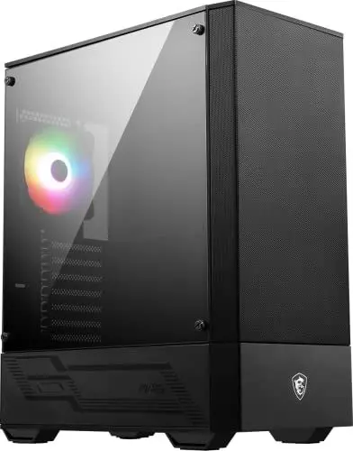 Produktbild: MSI MAG Forge 110R Mid-Tower ATX Gehäuse (2X USB 3.0 Anschluss, 1x 120mm A-RGB Fan im Lieferumfang, schwarz, RGB)